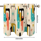 Mid-Century Modern Window Valance — Atomic Pop Shapes, 2 Panels (52"×18")