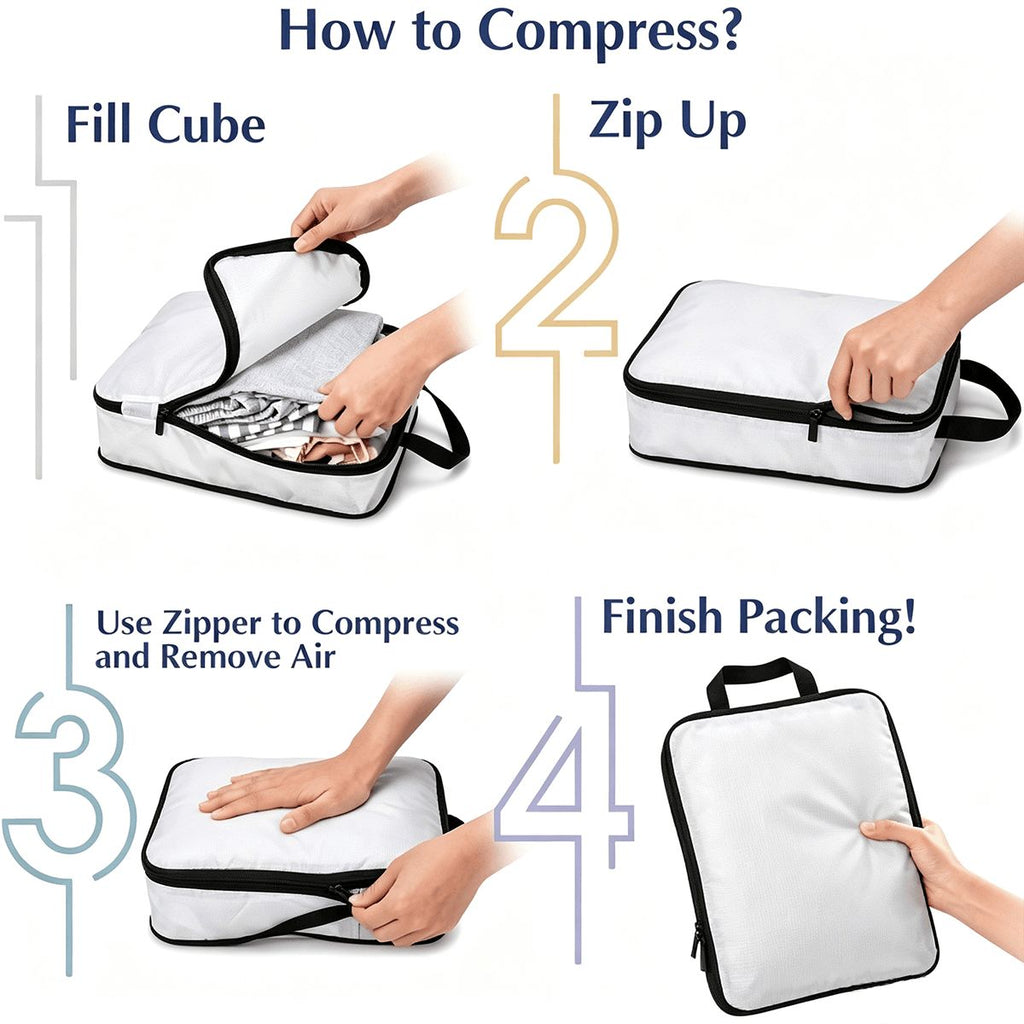 Mid-Century Modern Teal Pattern 4-Piece Packing Cube Set