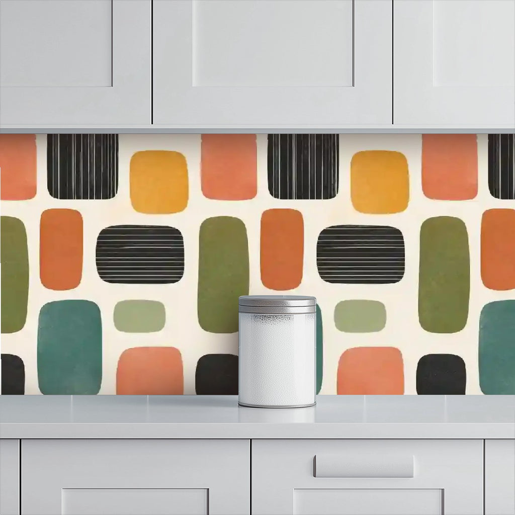 Retro Mosaic Mid-Century Modern Peel-and-Stick Wallpaper