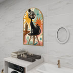 Mid-Century Modern Space-Age Atomic Cat Arched Canvas