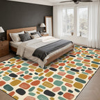 Mid-Century Modern Pebble Area Rug | Non-Slip Plush Floor Carpet