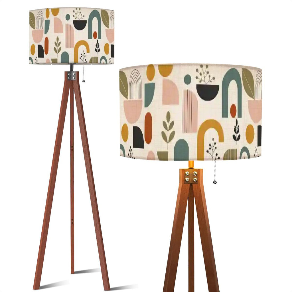 Mid-Century Modern Geo-Organic Print Tripod Floor Lamp