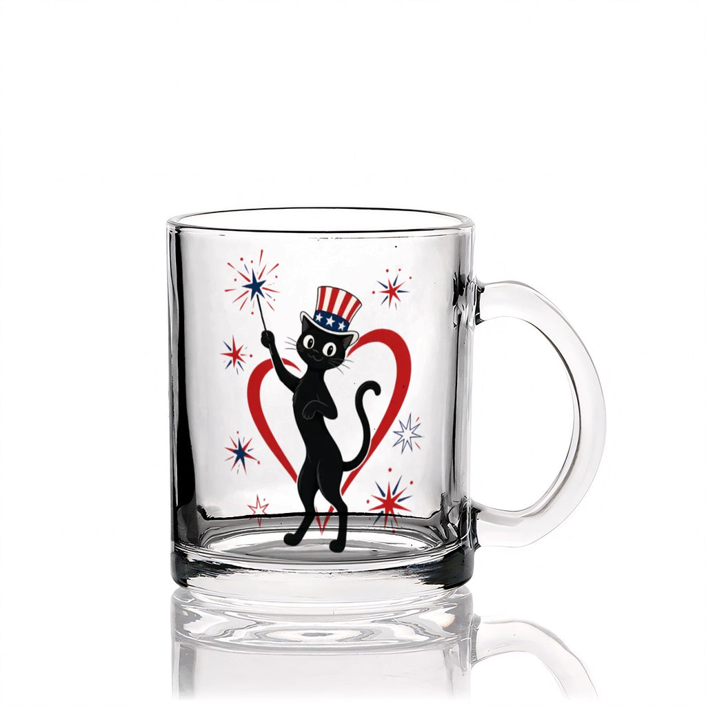 Patriotic Atomic Cat Glass Mug
