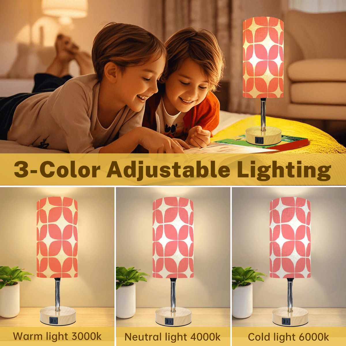 Mid-Century Modern Coral Pebble Touch Table Lamp