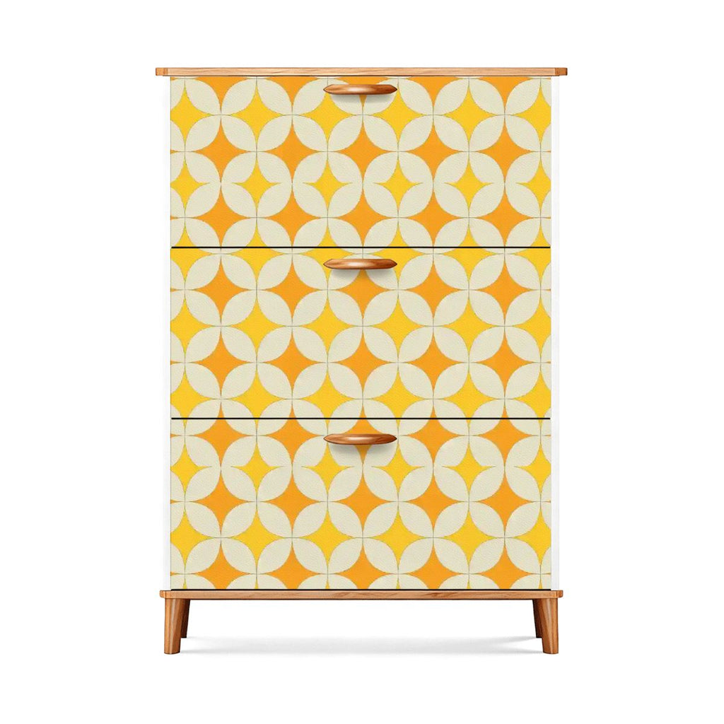 Mid-Century Mustard Geometric Shoe Cabinet