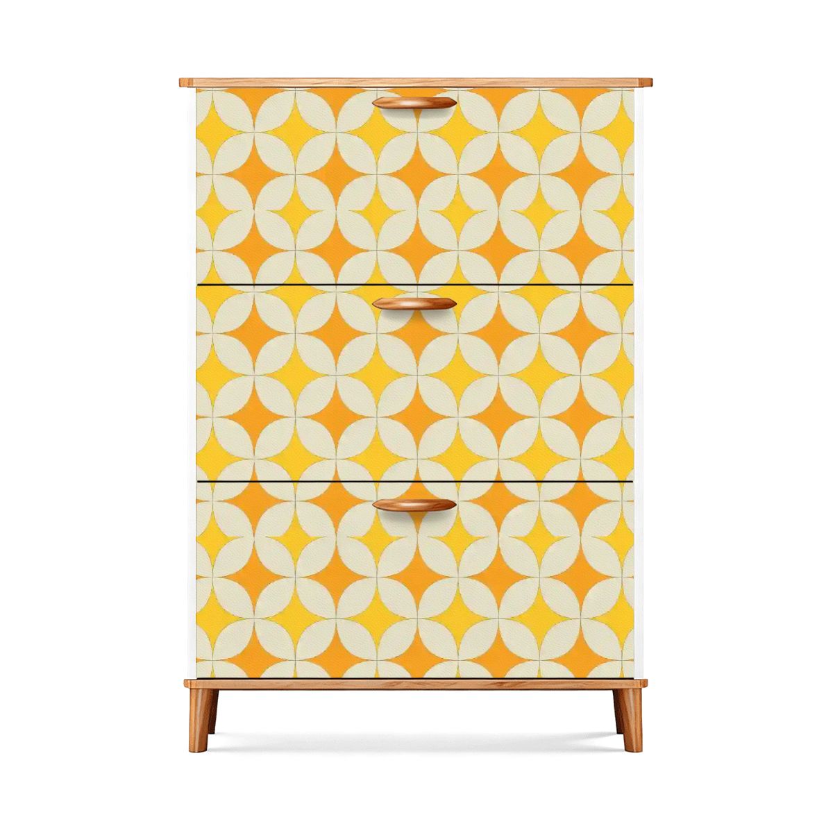 Mid-Century Mustard Geometric Shoe Cabinet