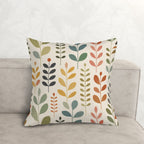Mid-Century Modern Botanical Leaf Print Corduroy Throw Pillow