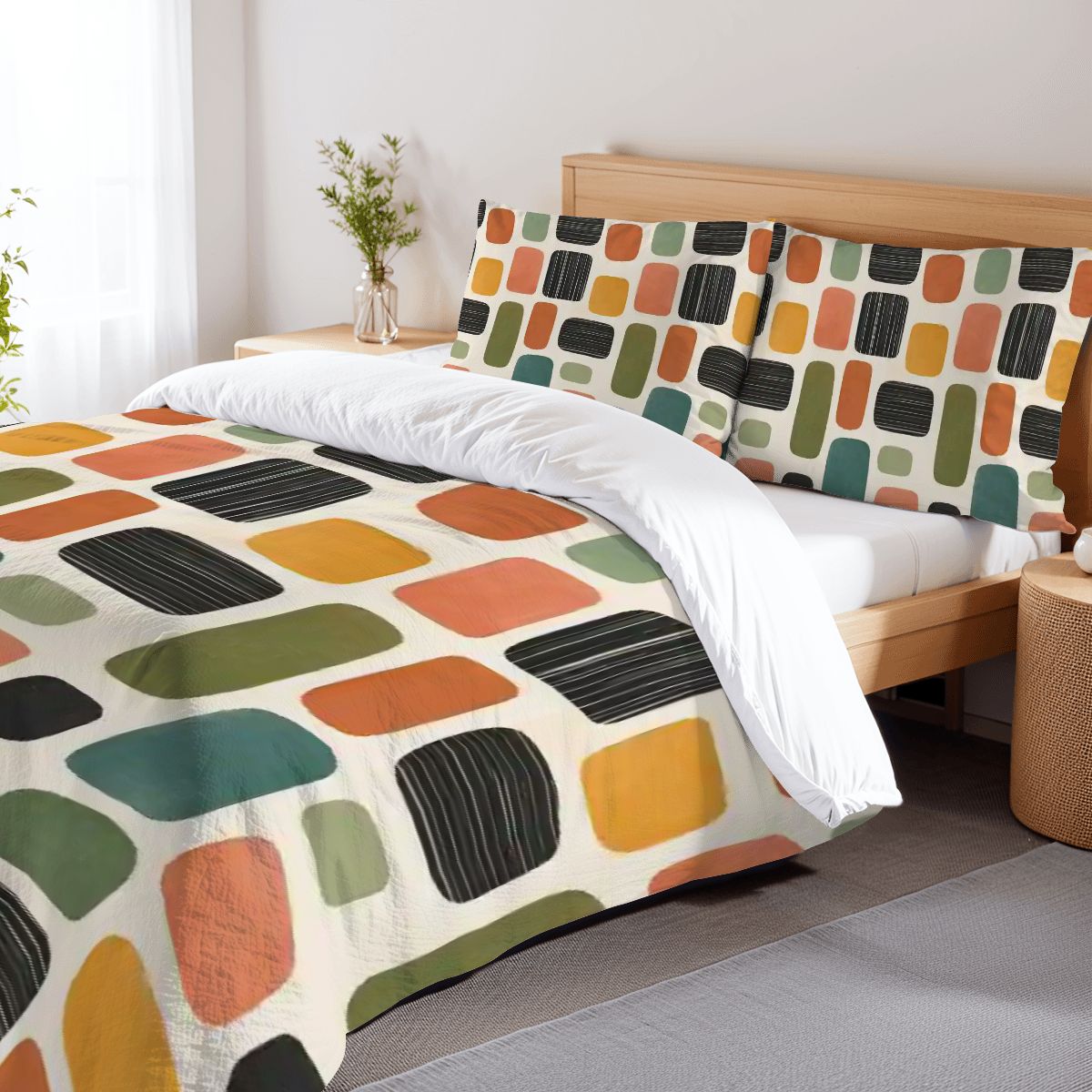 Retro Mosaic Mid-Century Modern Duvet Cover Set