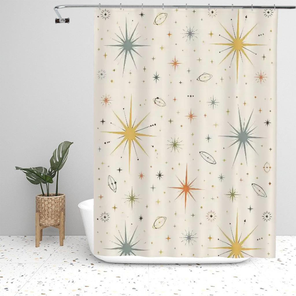 Mid-Century Modern Atomic Starburst Shower Curtain
