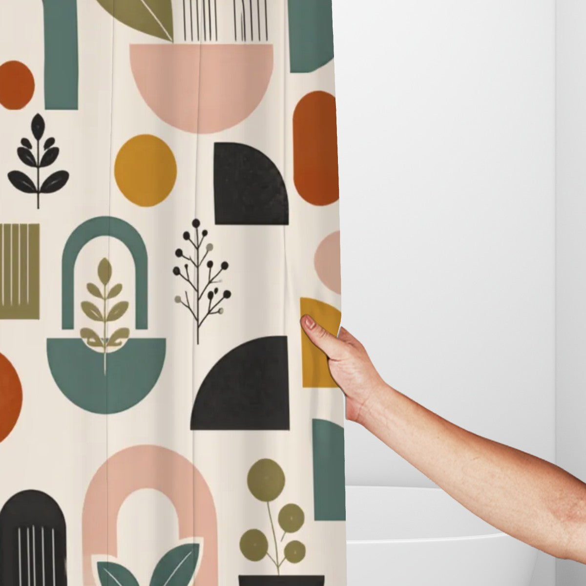 Mid-Century Modern Organic Garden Shower Curtain