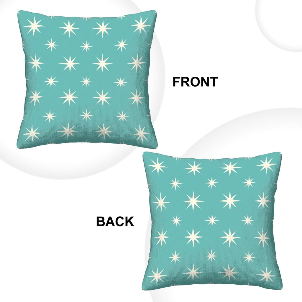 Teal Starburst Mid-Century Modern Corduroy Throw Pillow