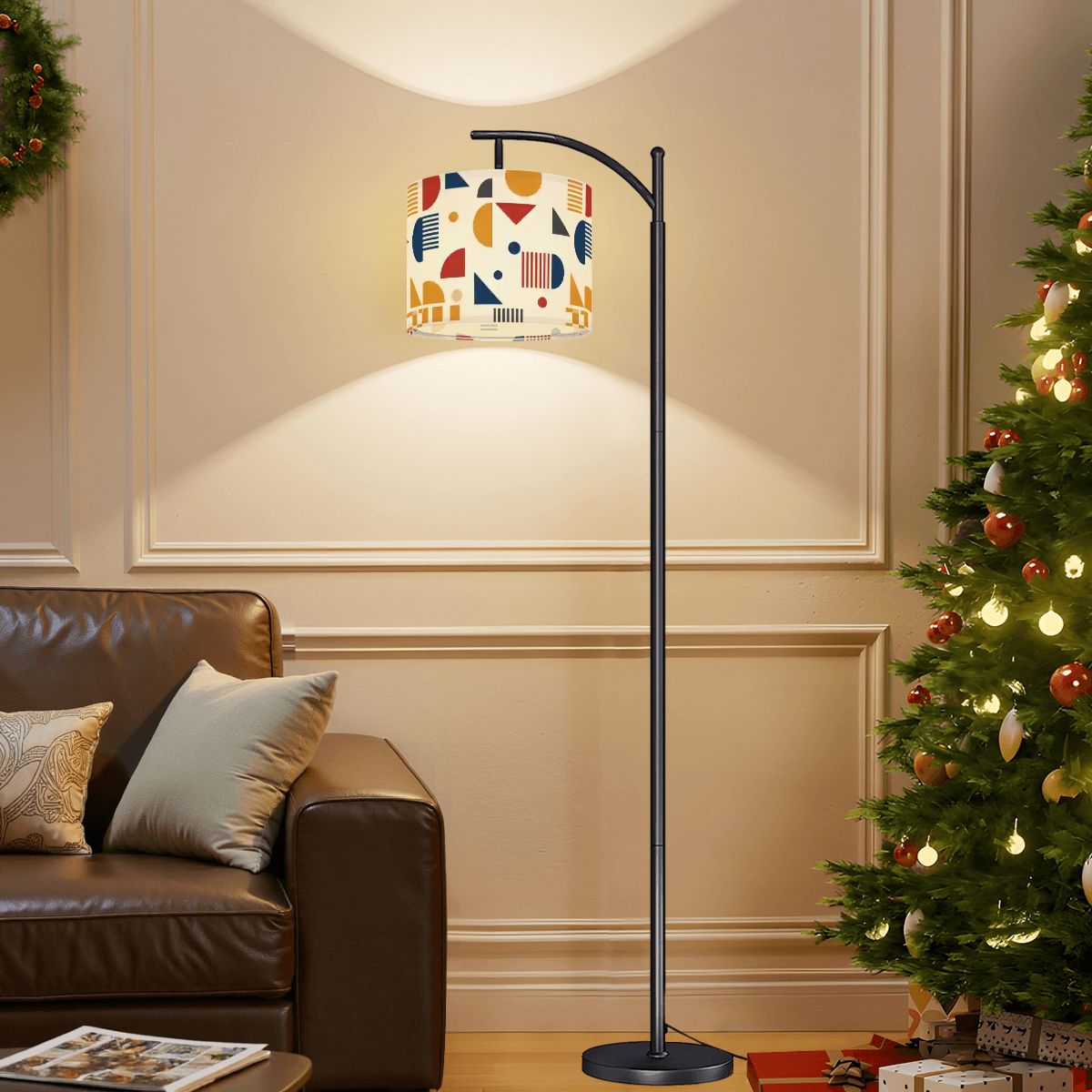 Bauhaus Color-Block Arc Floor Lamp