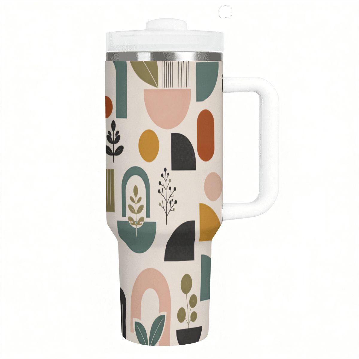 MCM-Era Abstract Botanical & Geometric Print 40 oz Travel Tumbler