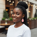 MCM-Era Atomic Circle Print Teardrop Earrings