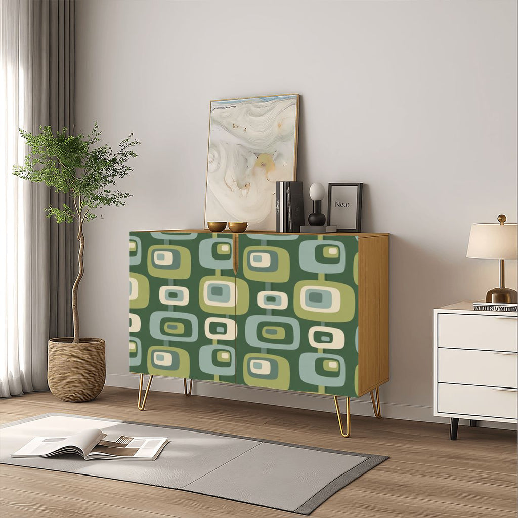 Olive Mod Squares Mid-Century Storage Cabinet