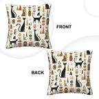 Mid-Century Modern Cat & Vase Print Corduroy Throw Pillow