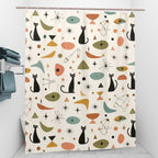Mid-Century Modern Space Age Garden Shower Curtain