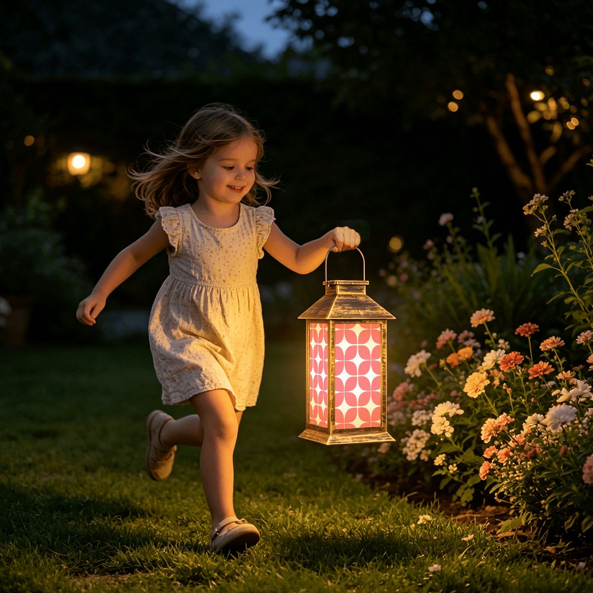 Mid-Century Modern Coral Pebble Solar Lantern