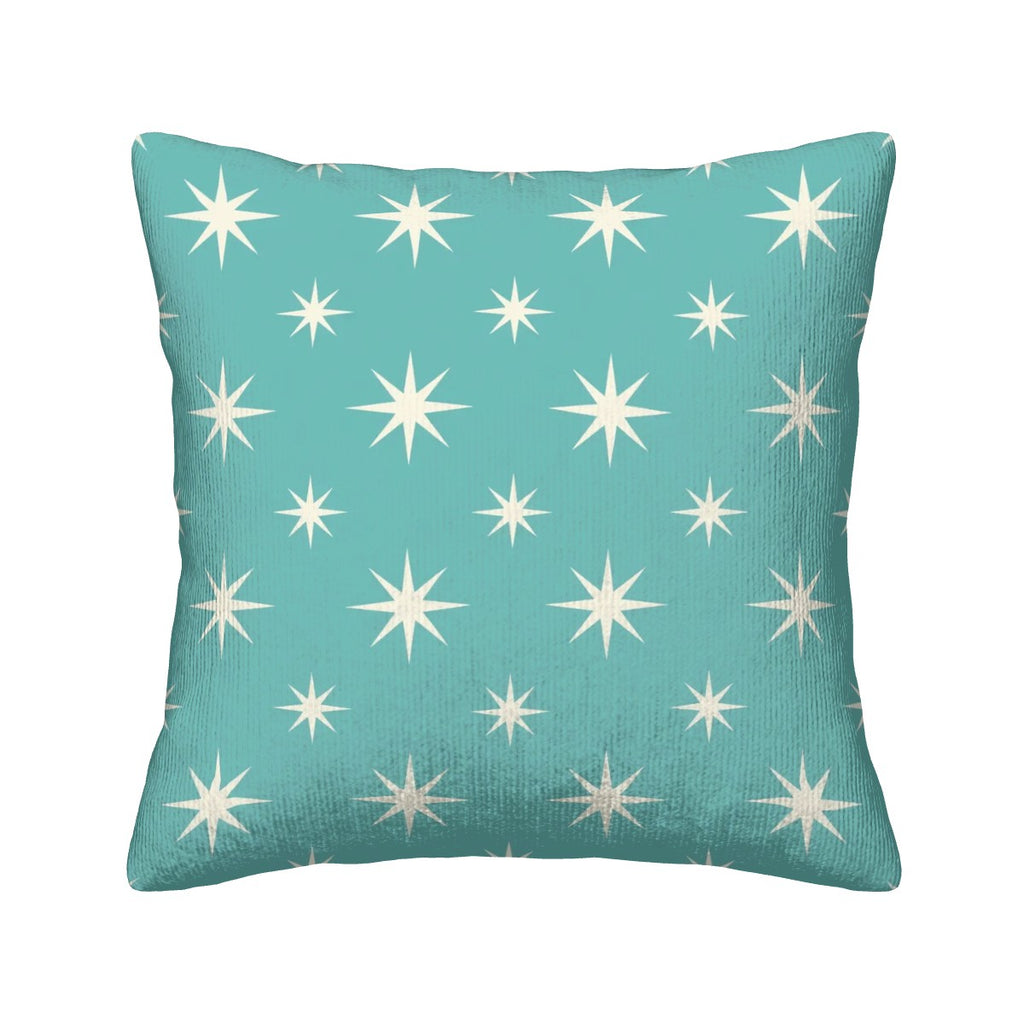 Teal Starburst Mid-Century Modern Corduroy Throw Pillow