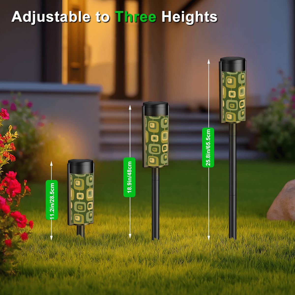 Mid-Century Geometric Solar Garden Light Set