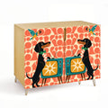 Dachshund & Retro TV Print Mid-Century Modern Media Console