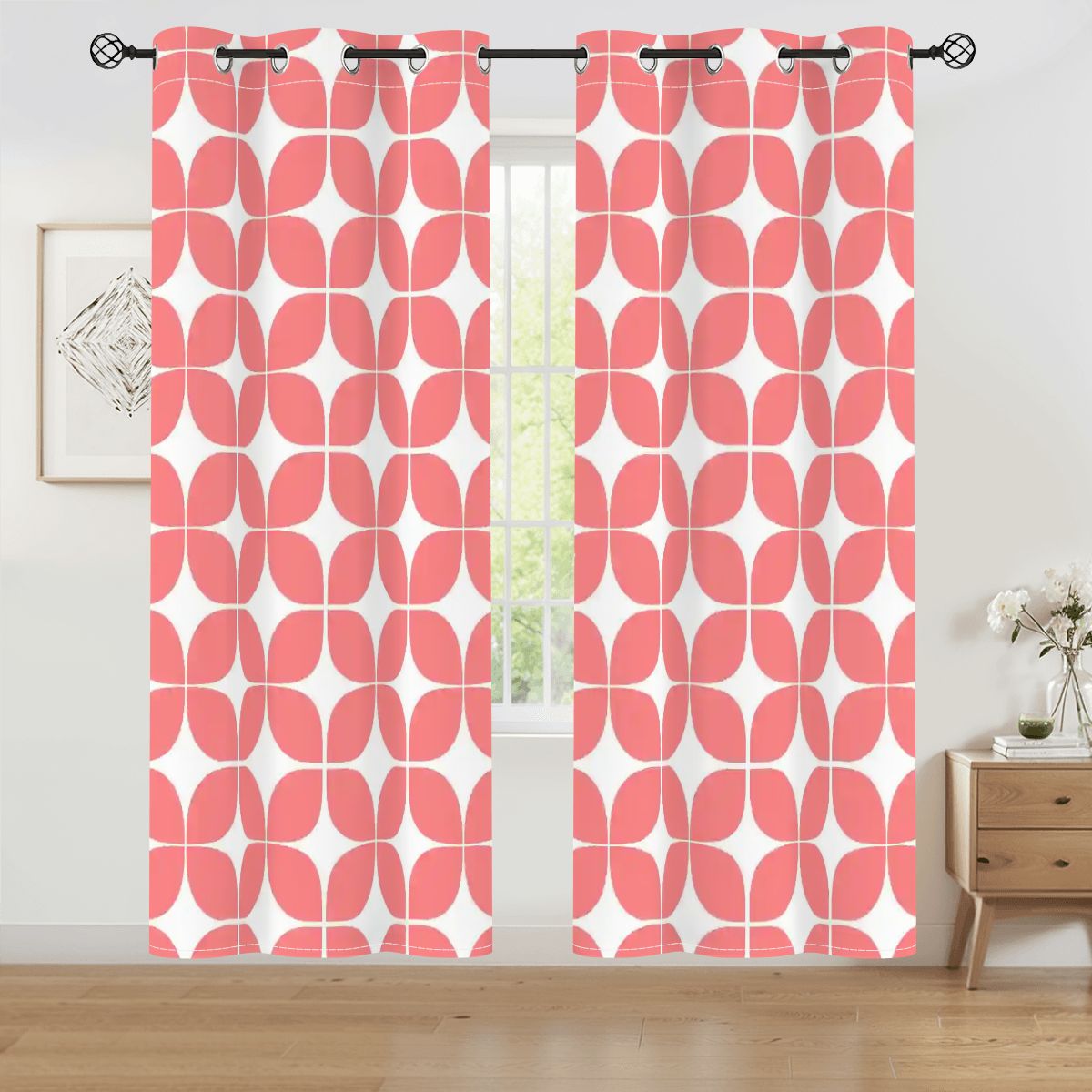 Atomic Pebble Mid-Century Modern Blackout Curtains