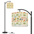 Mid-Century Modern Arch & Bloom Print Arc Floor Lamp