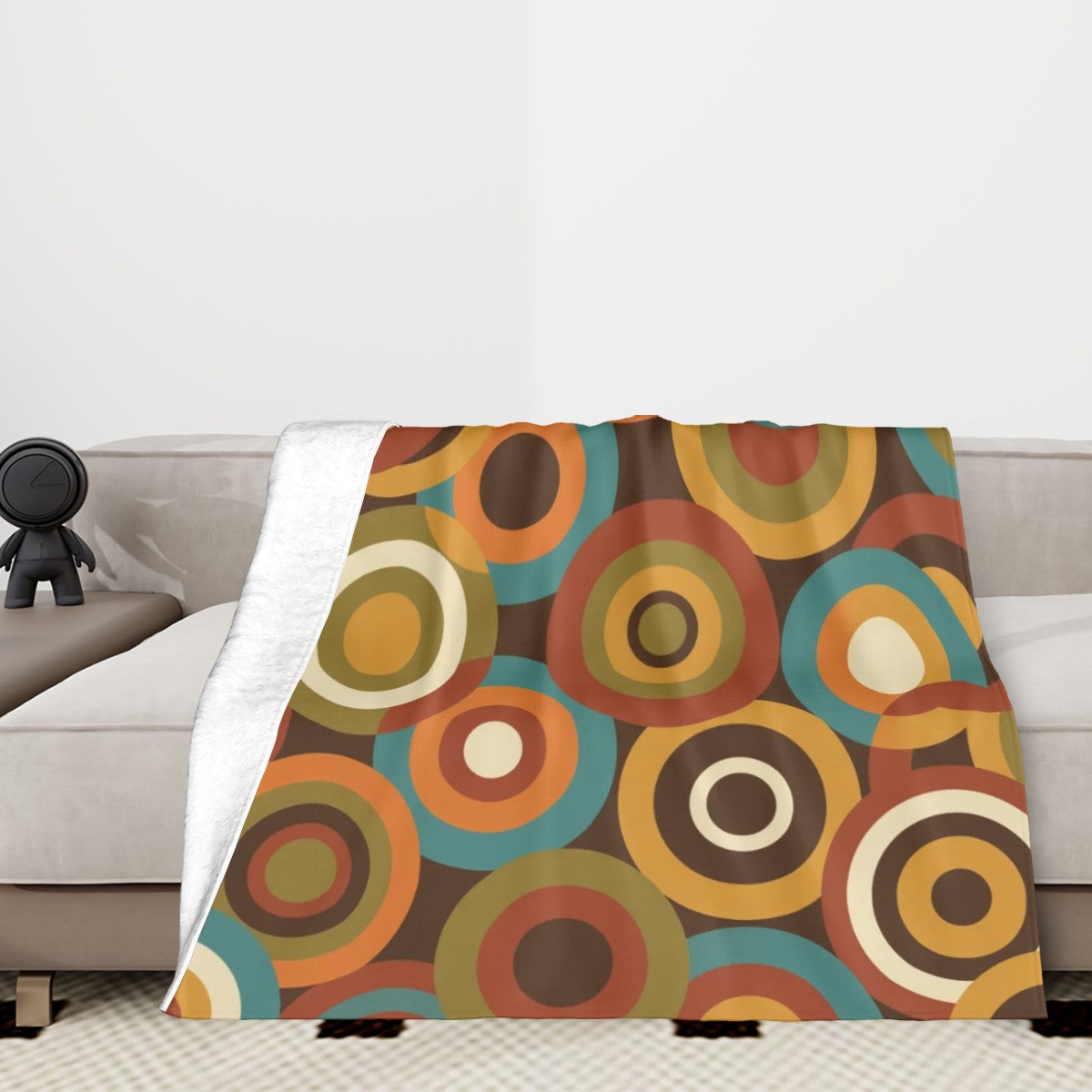 Mid-Century Modern Atomic Concentric-Circle Throw Blanket