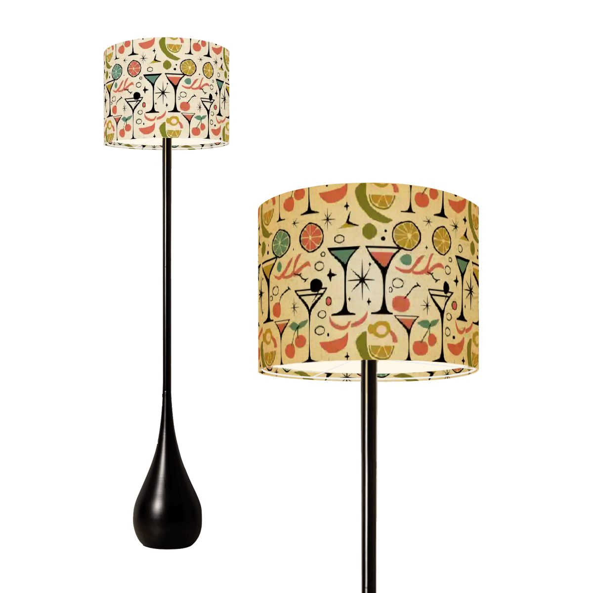 Mid-Century Modern Martini Glass Teardrop Floor Lamp