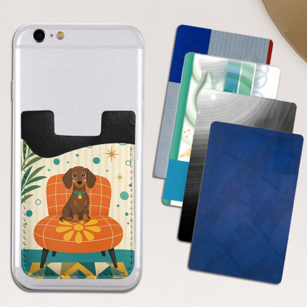 MCM-Era Illustrated Bear & Geometric Print Phone Card Holder