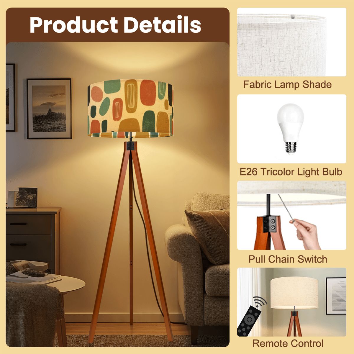 Mid-Century Modern Organic Pod Tripod Floor Lamp