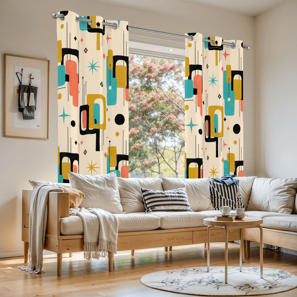 Atomic Bloom Mid-Century Modern Blackout Curtains