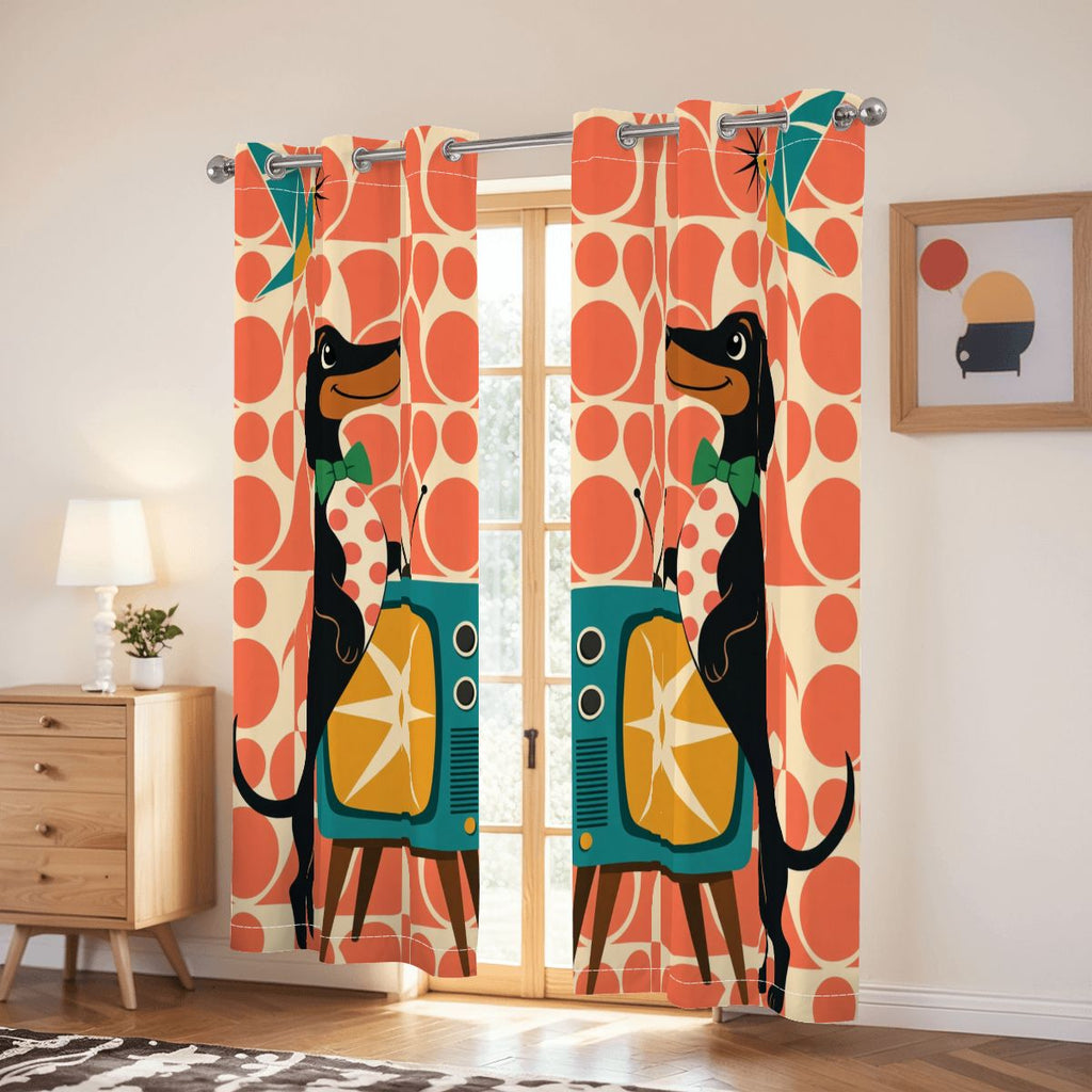 Mid-Century Modern Atomic Cat Blackout Curtains