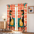 Mid-Century Modern Atomic Cat Blackout Curtains