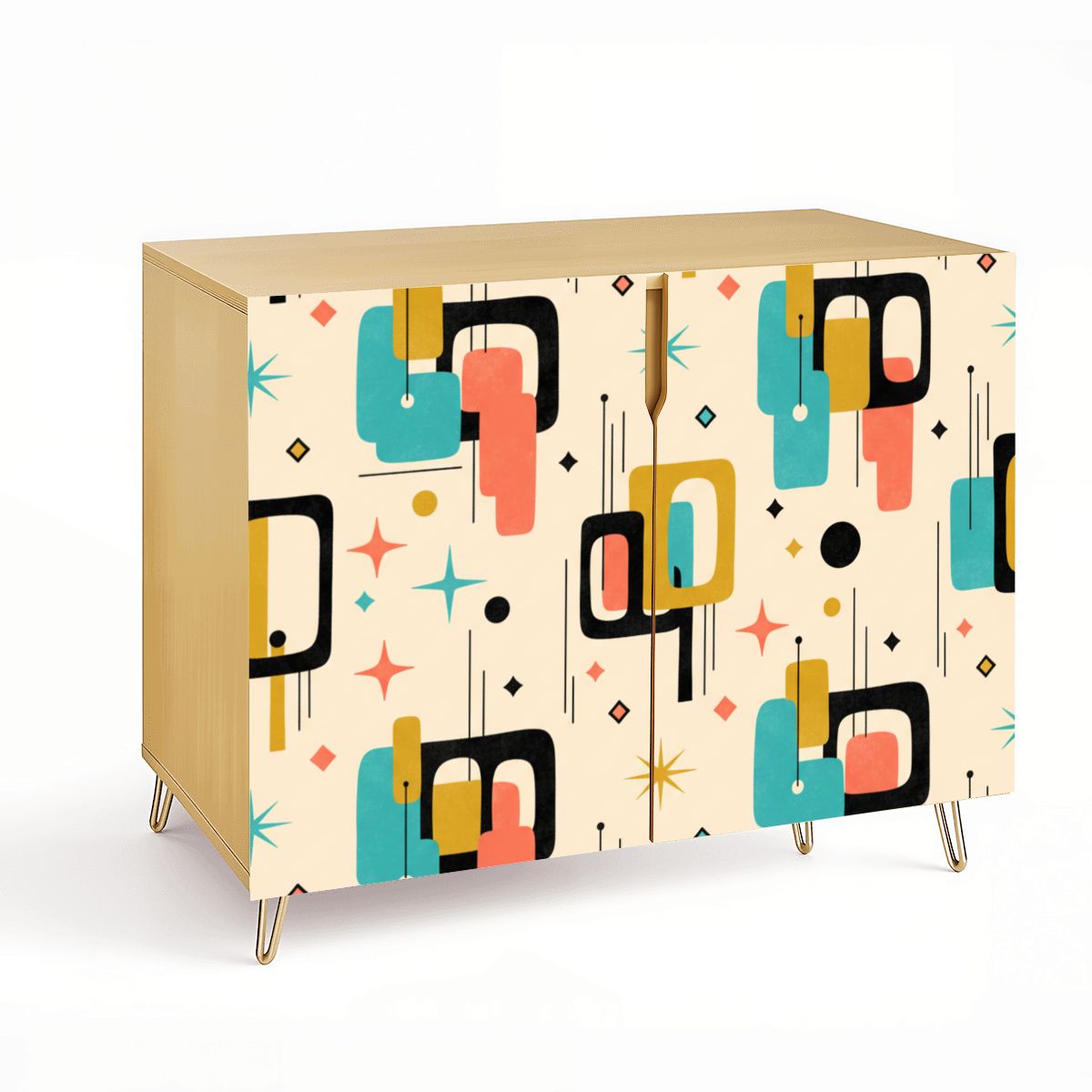 Mid-Century Modern Geometric Storage Cabinet, Made in USA