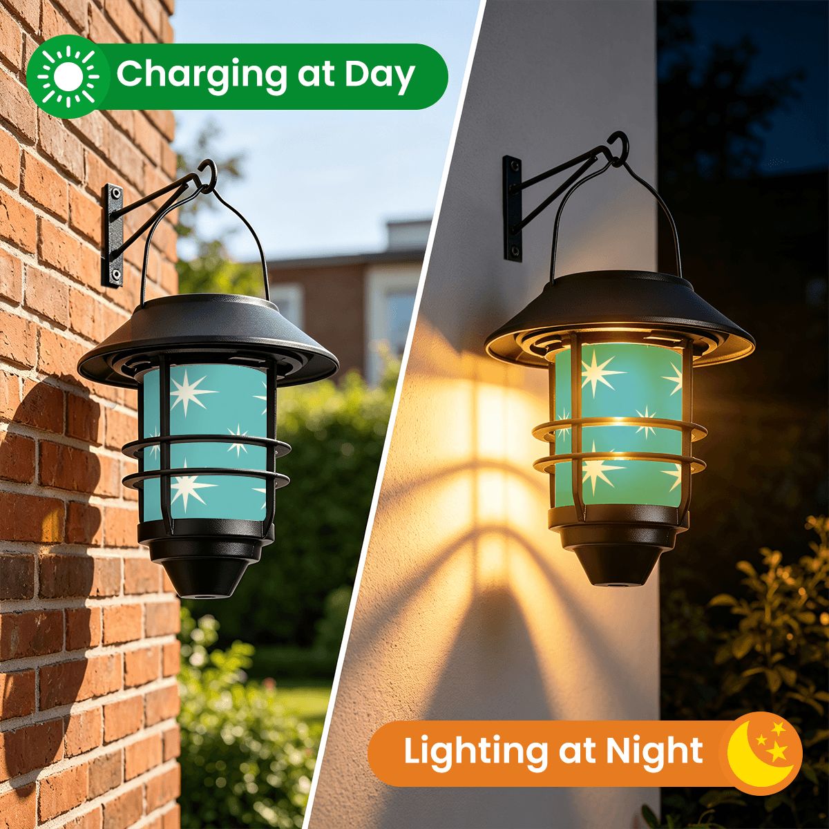 Mid-Century Modern Green Starburst Solar Wall Lights, 2-Piece Set
