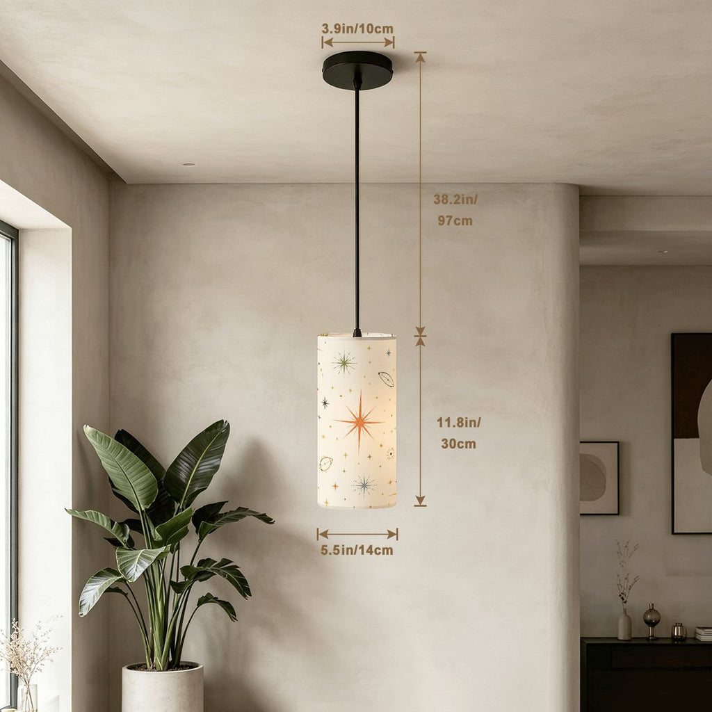 Copper Starburst Pendant Light | Mid-Century Modern Cylinder Ceiling Light