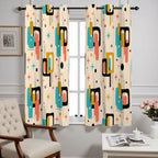 Mid-Century Modern Atomic Geometric Blackout Curtains, Set of 2