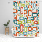 Mid-Century Modern Atomic Motif Shower Curtain, 60 × 72 in