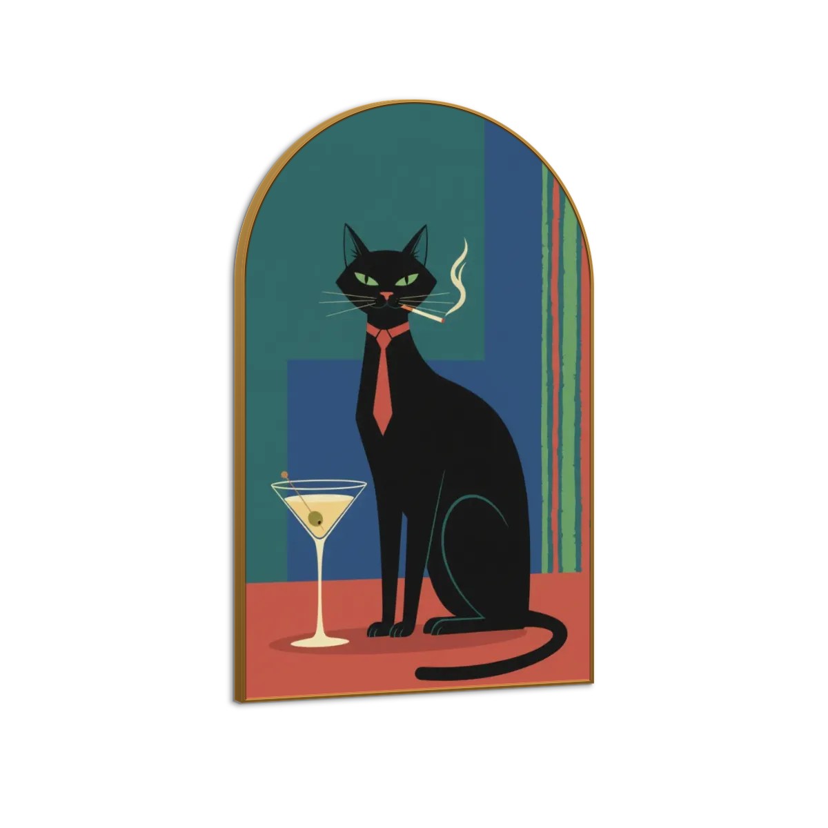 Mid-Century Modern Dapper Atomic Cat Arched Canvas