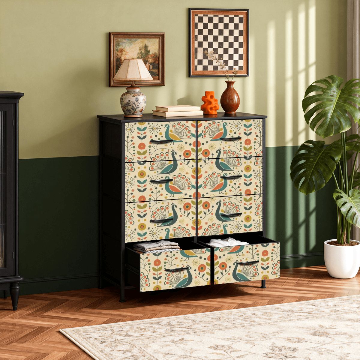 Peacock Garden Eight-Drawer Dresser