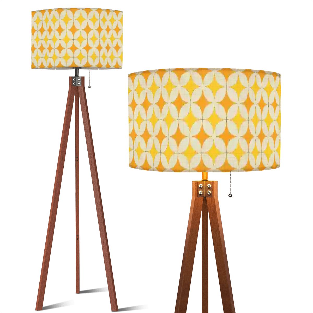 Mid-Century Mustard Geometric Tripod Floor Lamp