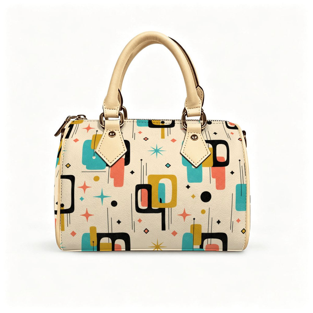 Mid-Century Modern Geometric Barrel Bag
