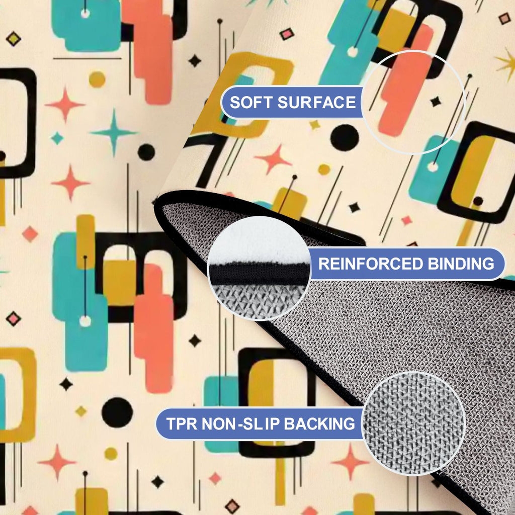 Atomic Age Abstract Area Rug | Mid-Century Modern Non-Slip Floor Carpet