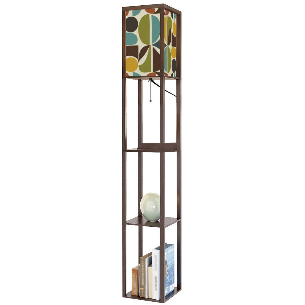 Mid-Century Modern Organic Pebble Print Shelf Floor Lamp