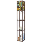 Mid-Century Modern Organic Pebble Print Shelf Floor Lamp