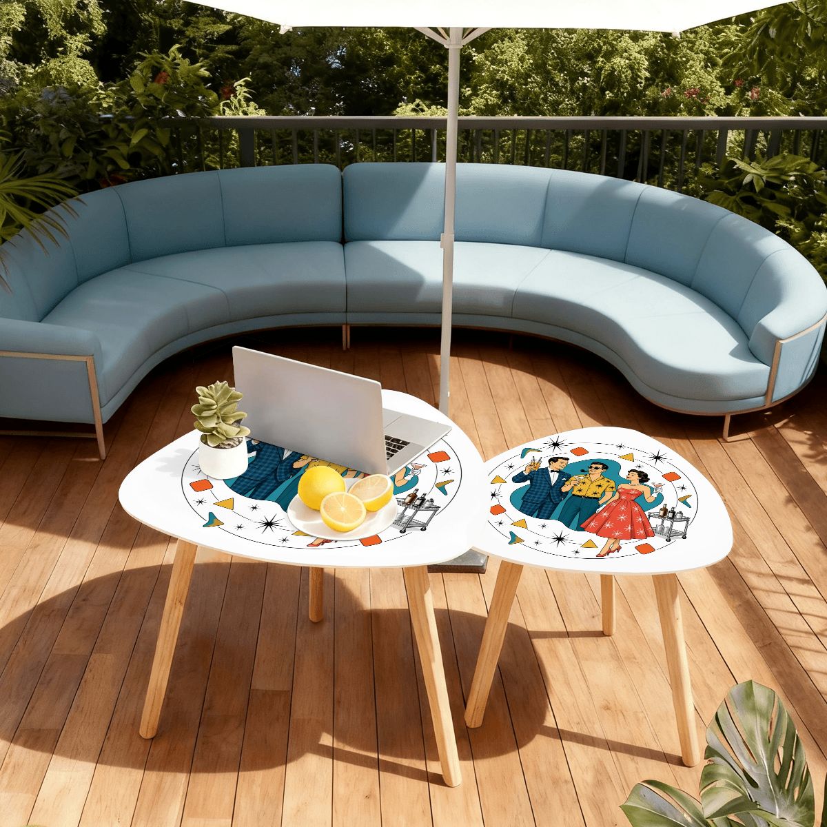 Mid-Century Modern Cocktail Hour Nesting Coffee Table Set