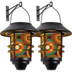 Mid-Century Modern Solar Outdoor Wall Lights, 2-Piece Set
