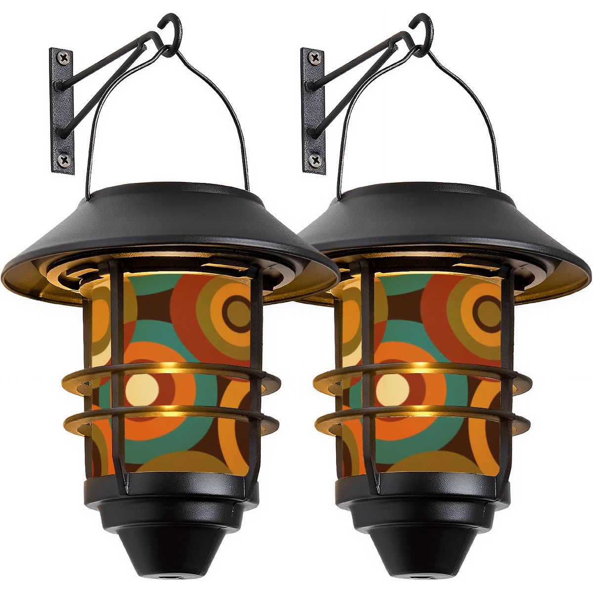 Mid-Century Modern Solar Outdoor Wall Lights, 2-Piece Set