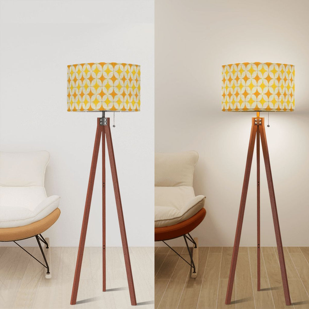 Mid-Century Mustard Geometric Tripod Floor Lamp